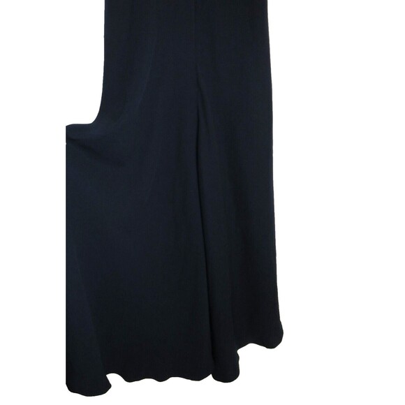 Vera Wang Navy Lace Trimmed V Neck Sleeveless Floor Length Formal Gown Size 4 - Picture 9 of 16